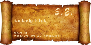 Sarkady Elek névjegykártya